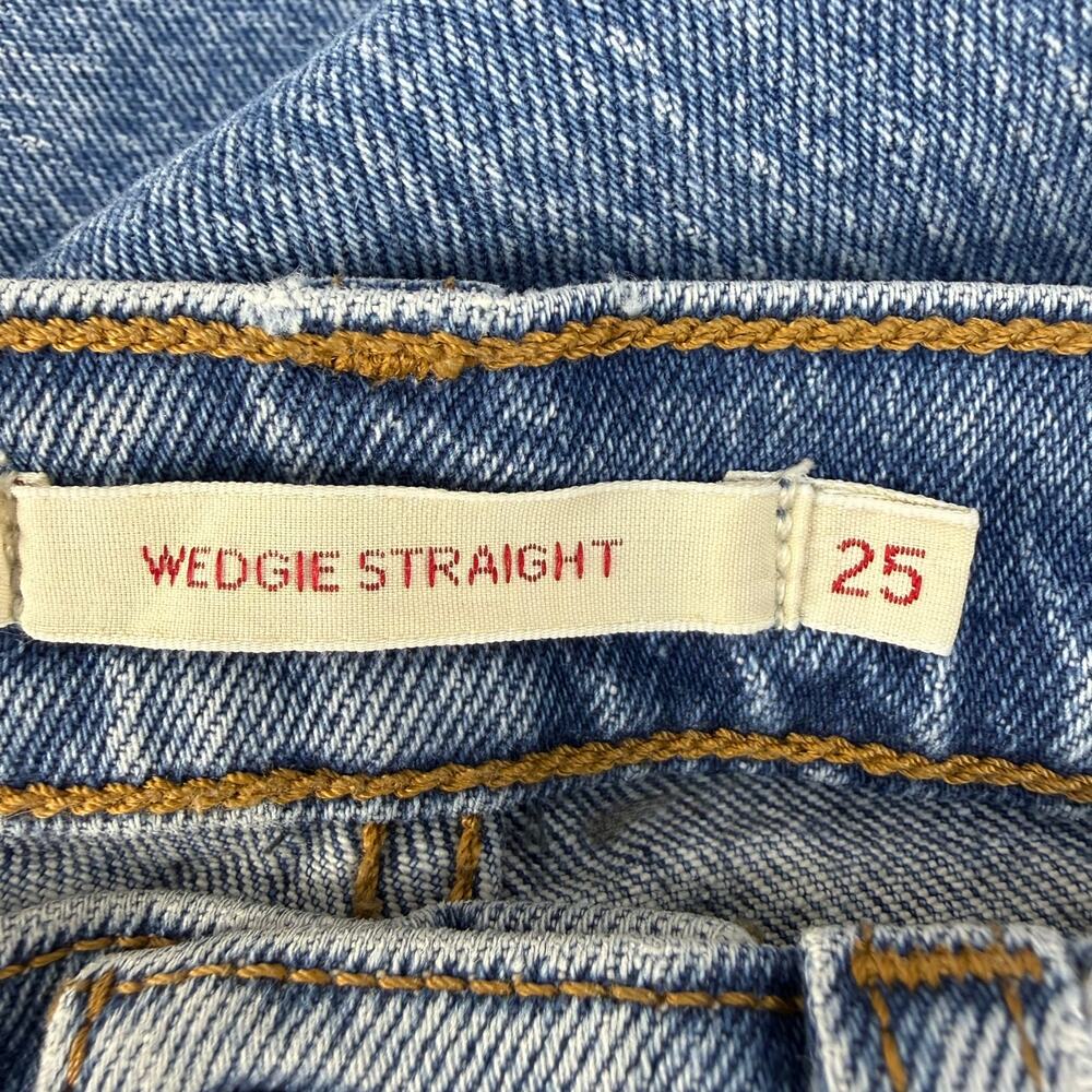Levi's Premium Wedgie Straight Jeans Women's 25 (2) Blue Big E Button Fly EUC - Picture 10 of 16